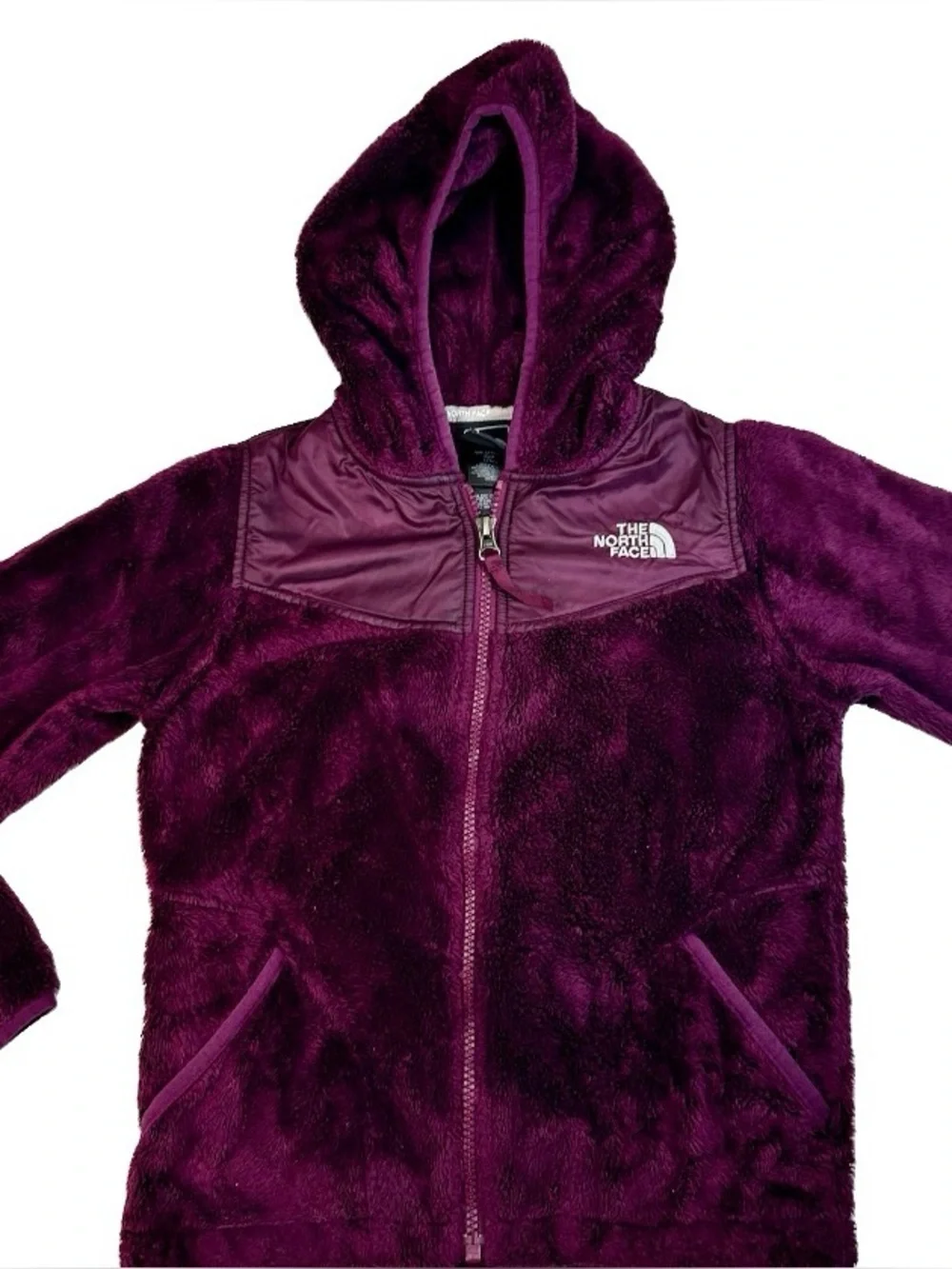 The North Face Girls S 7/8 Purple Hooded Full Zip Jacket w/ Pockets